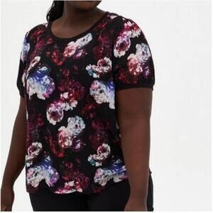 Torrid Crinkle Chiffon Rib Trim Floral Top Size 3X